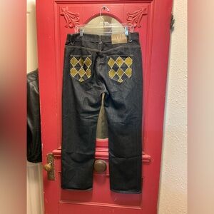 Vintage Varcity Regular Fit Jeans Y2K embroidered